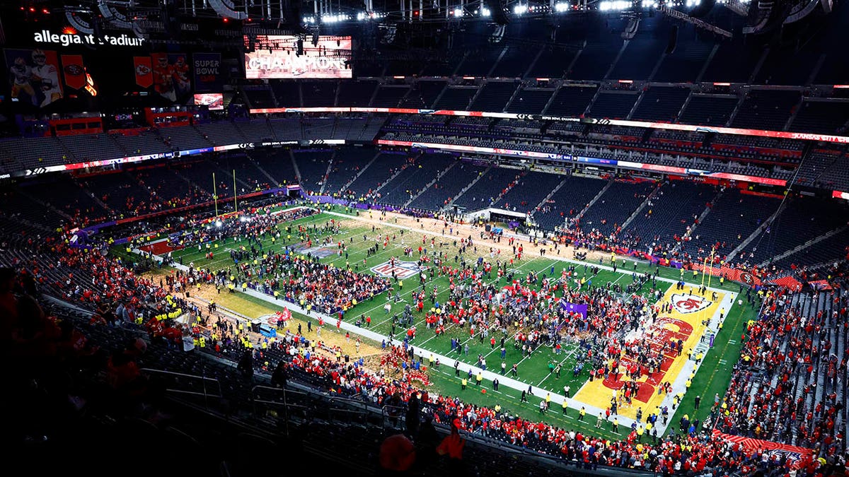 Shot of Chiefs after Super Bowl