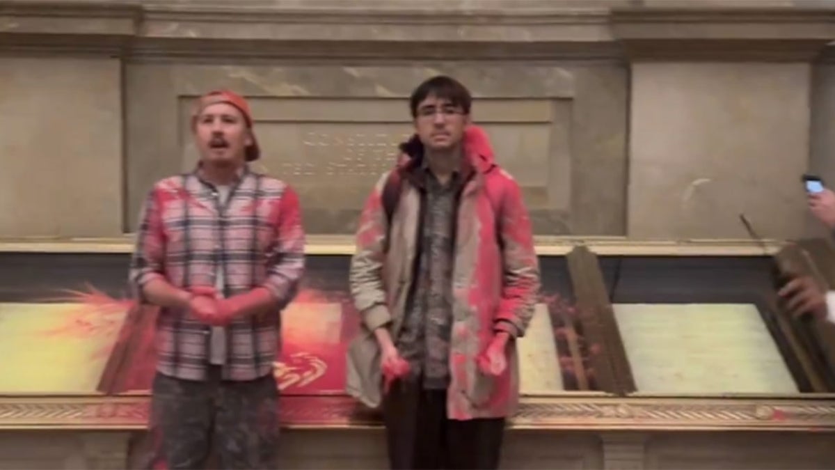 National Archives Rotunda Evacuated After Climate Activists Dump Pink   Climate Activists 