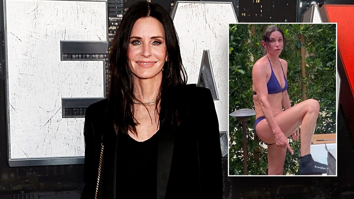 Courteney Cox at the Scream premiere and going into an ice bath