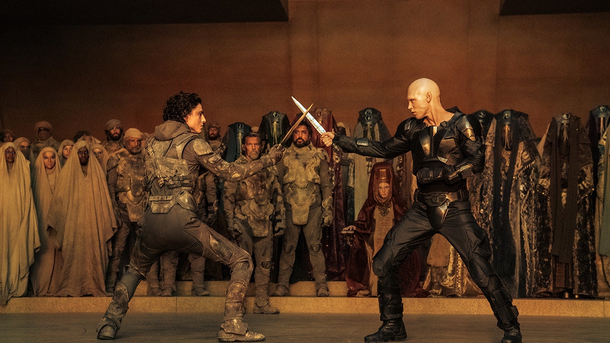 Timothee Chalamet and Austin Butler fight scene from Dune: Part Two