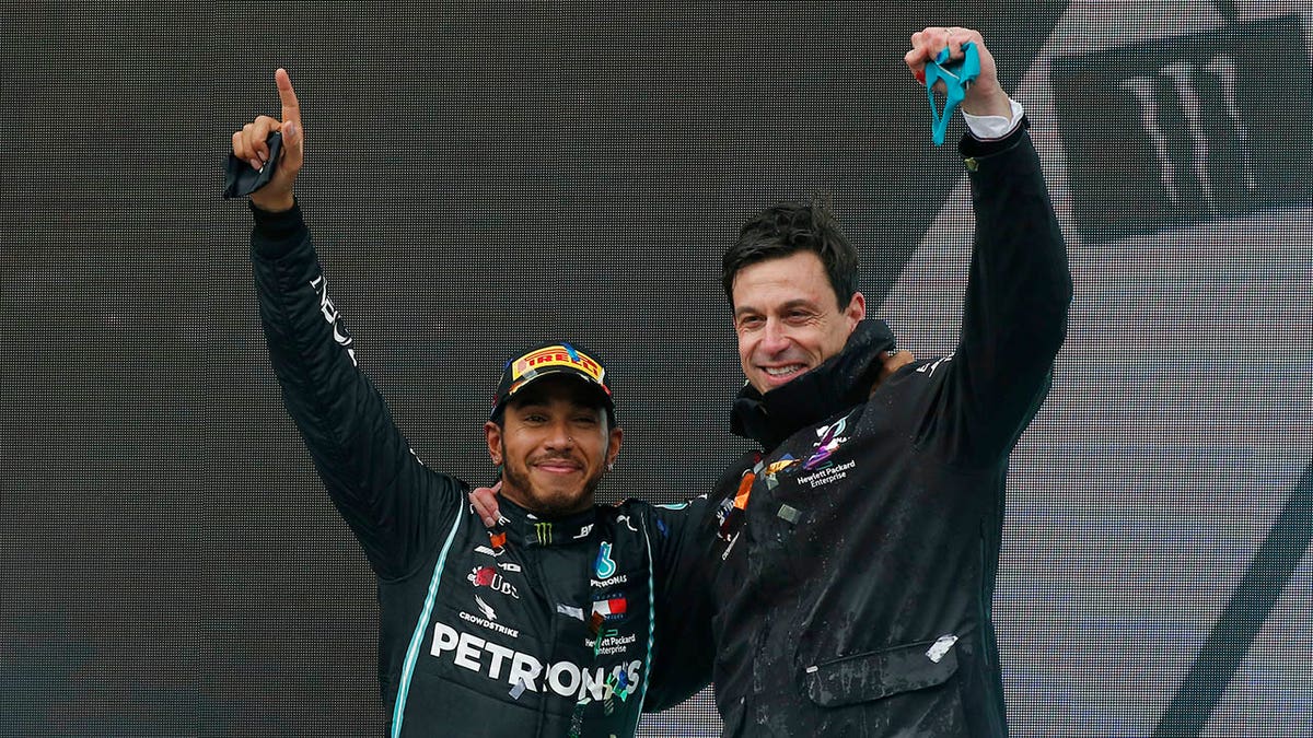 Lewis Hamilton celebrates a win