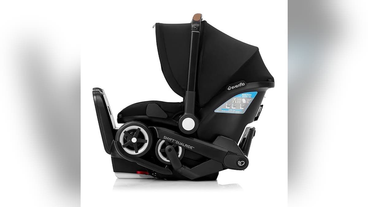 This car seat turns into a stroller.