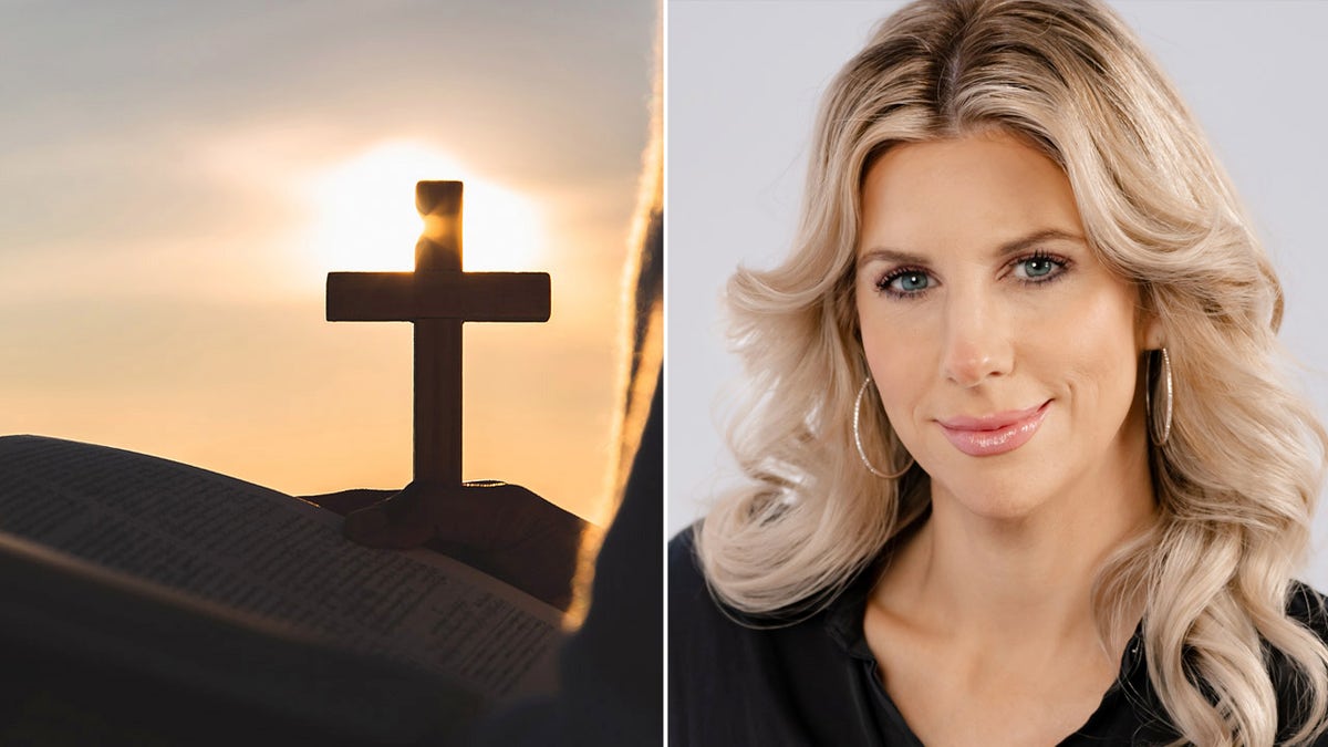 cruz e bíblia divididas com Laura Gallier