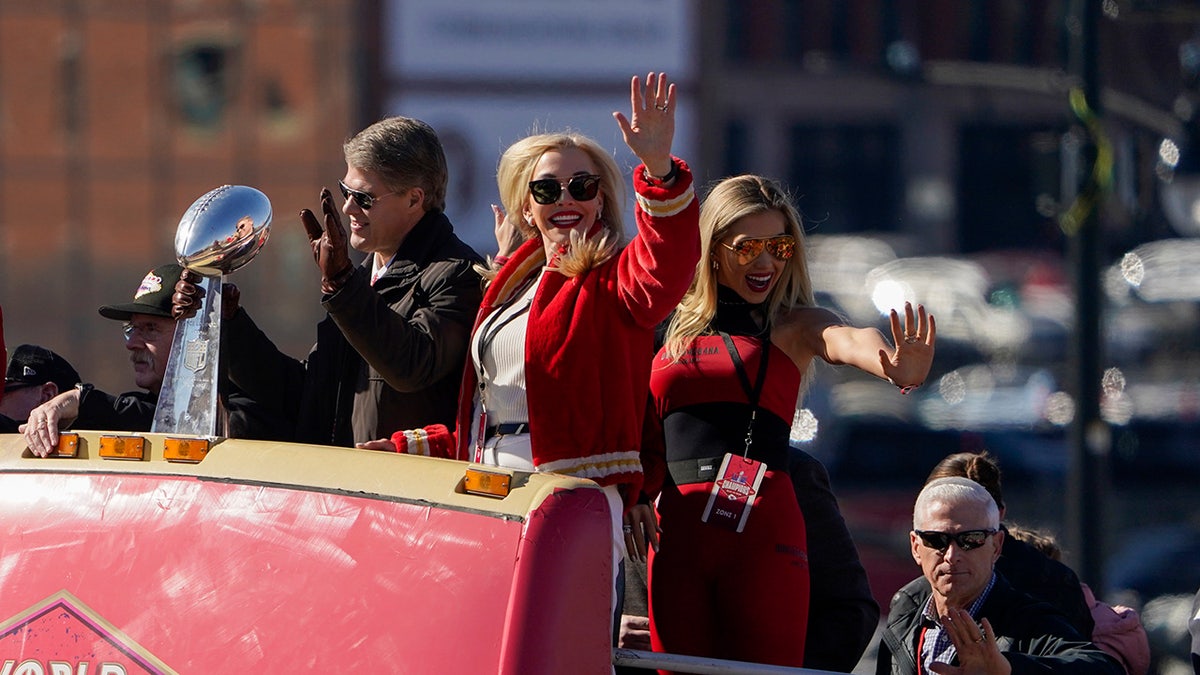 Gracie Hunt on the Chiefs parade bus