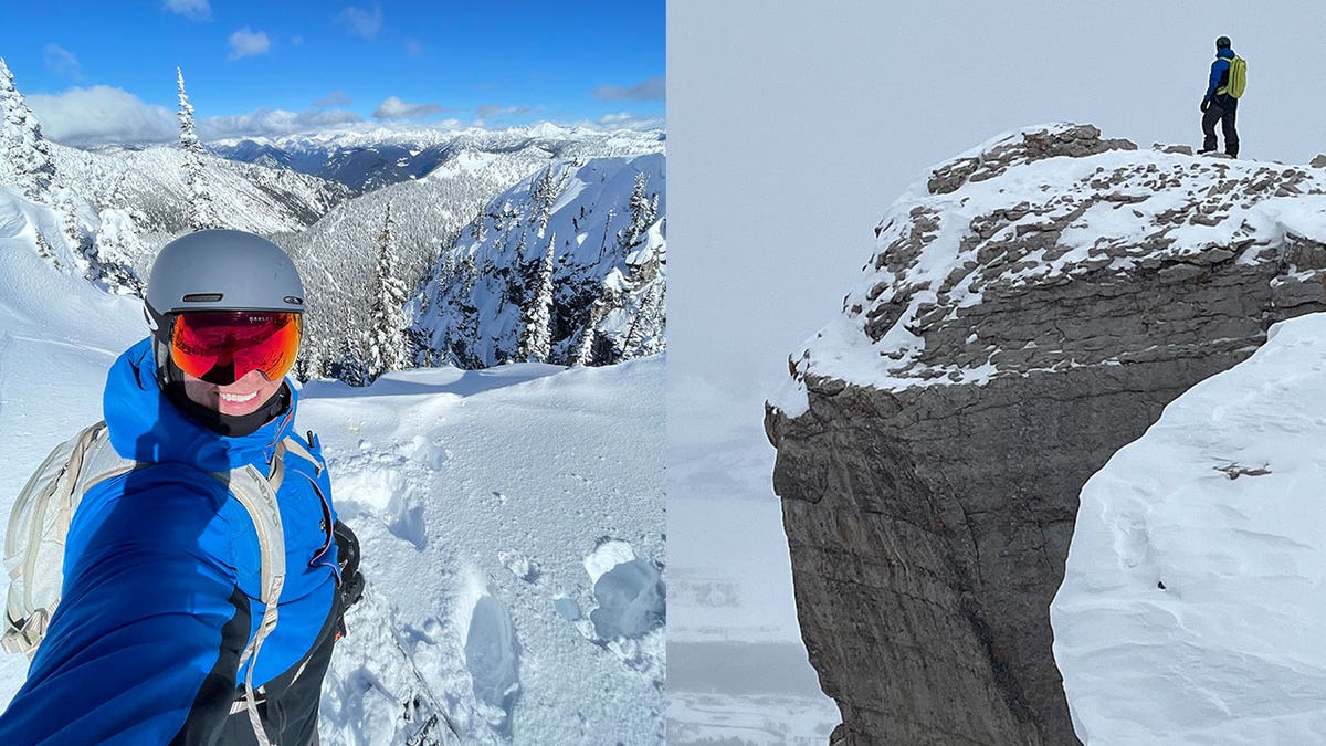 Heli skiing, cat skiing on a mountain