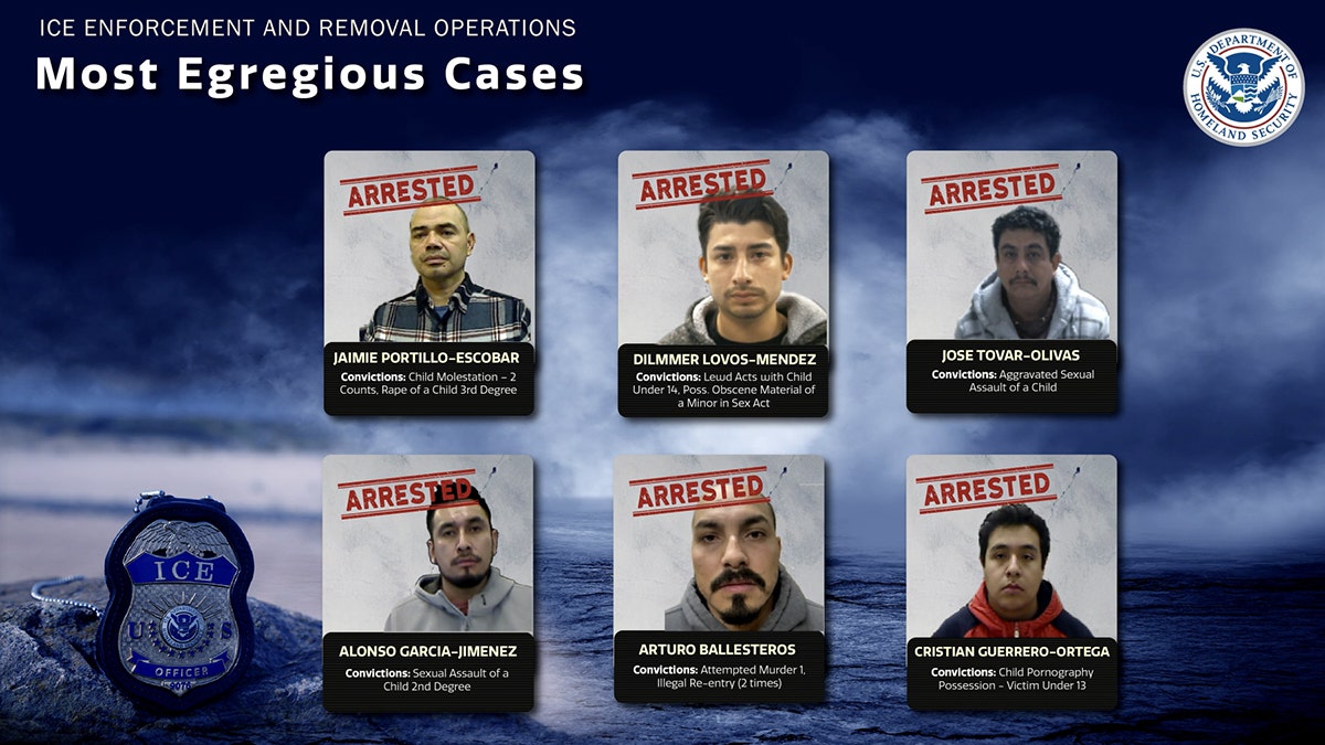 Mugshots for six illegal immigrants arrested by ICE on child sex and murder crimes