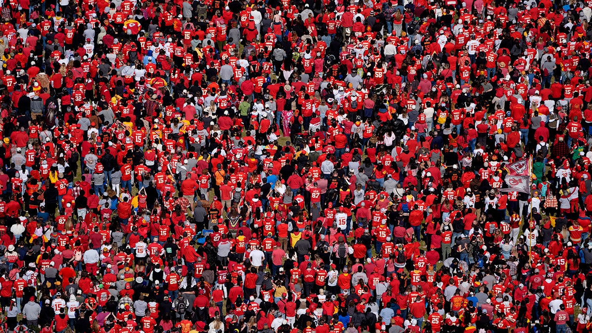 Fans watch as the Kansas City Chiefs celebrate 