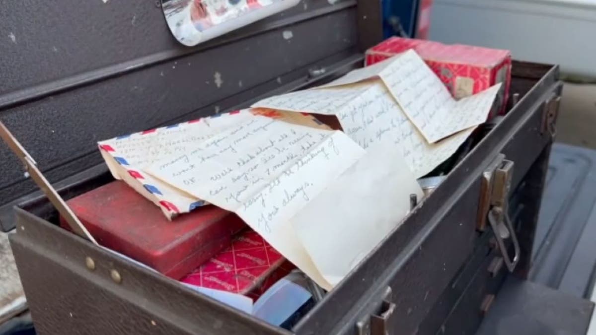1953 love letter displayed in toolbox