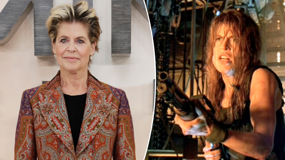 Linda Hamilton then and now split