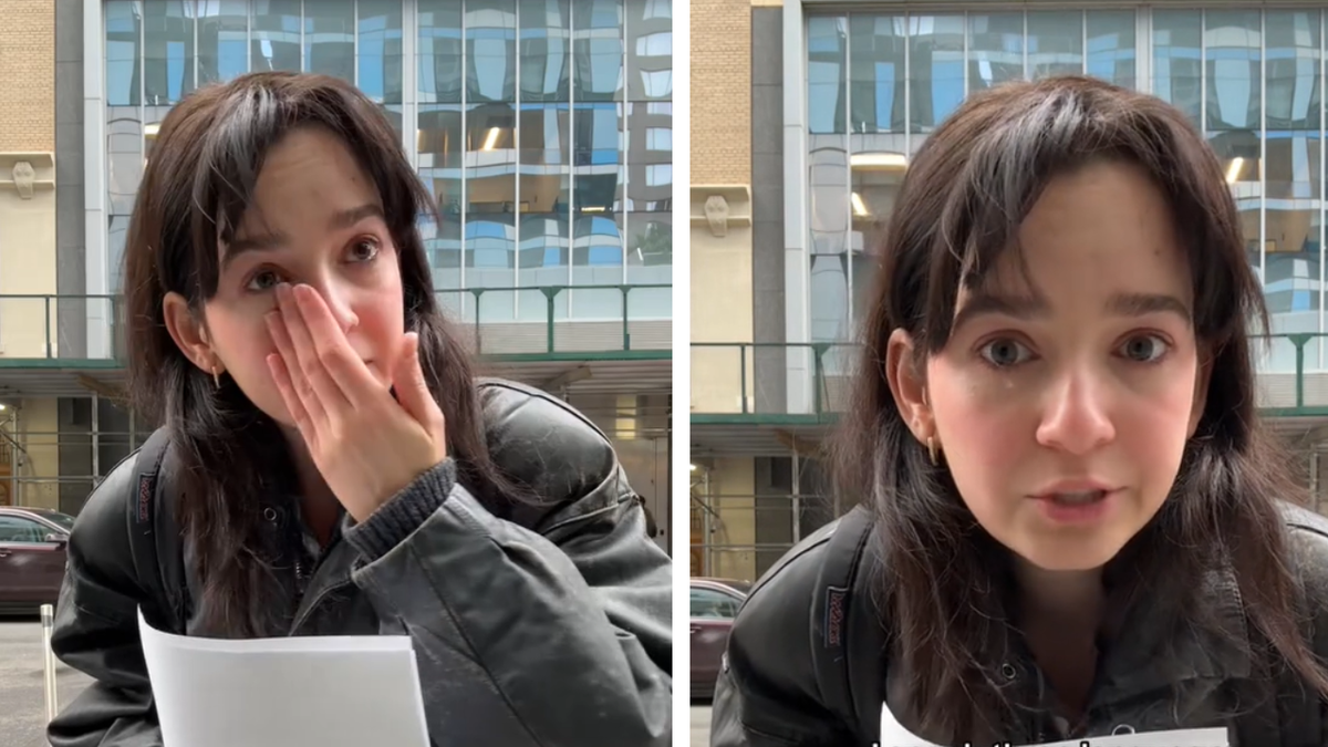 Split image of Lohanny crying and holding her resume