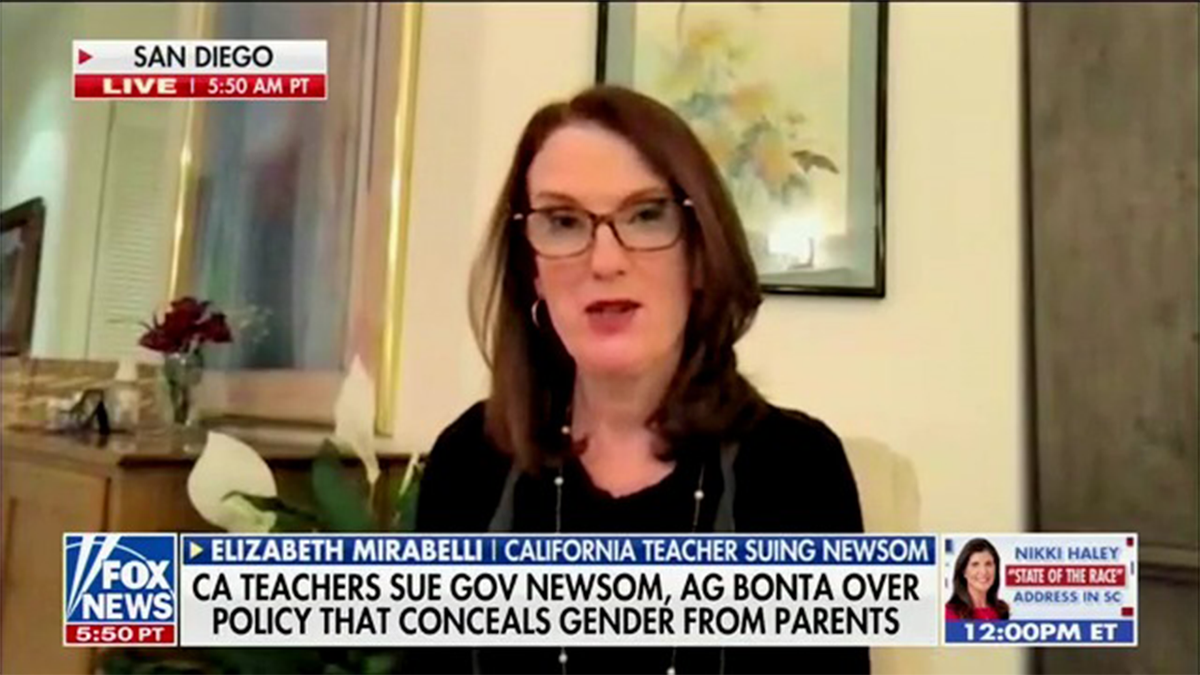 screencap of California teacher suing Gavin Newsom on Fox News