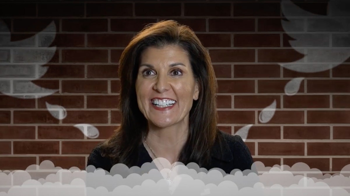 Nikki Haley reads aloud "mean tweets" about herself and her 2024 campaign.