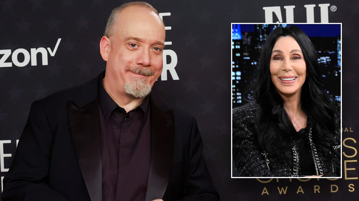 Paul Giamatti with an inset of Cher