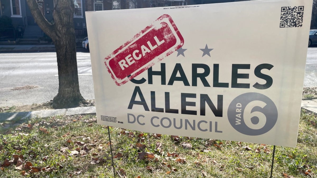 A recall campaign sign in Washington, D.C.