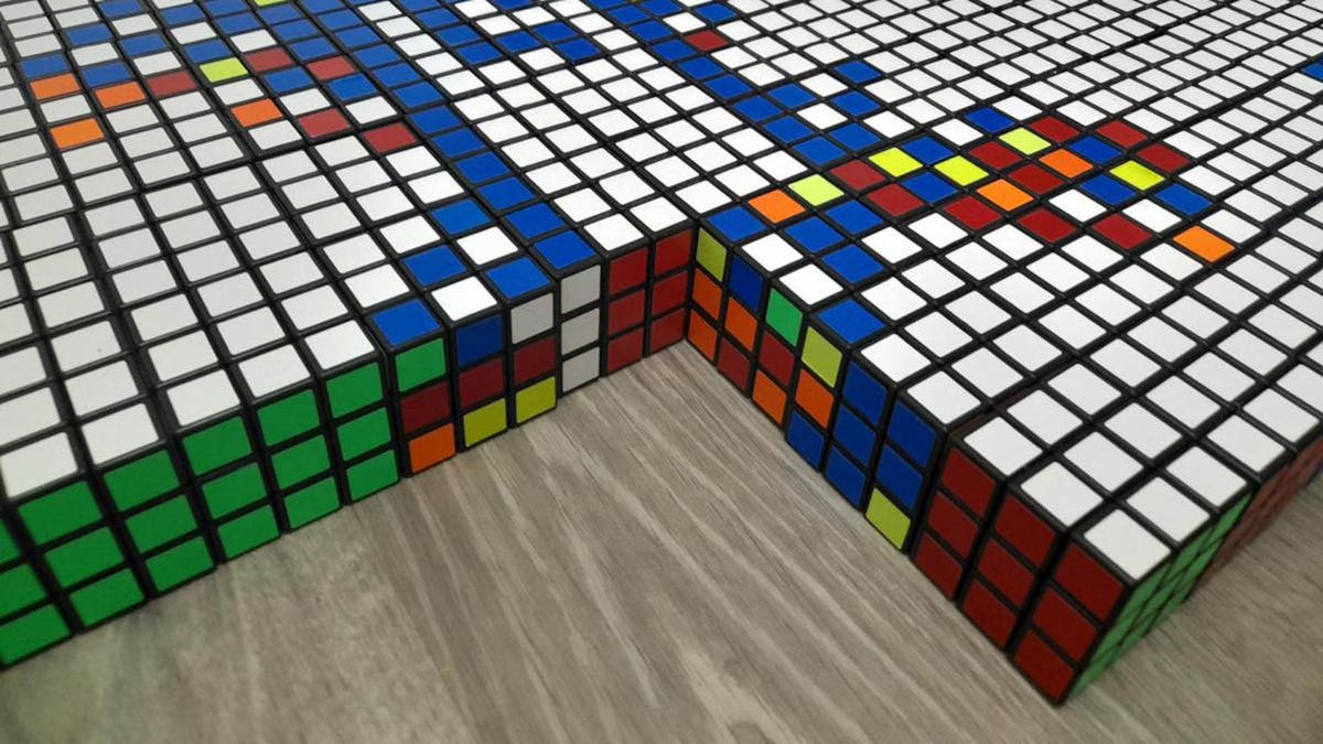 Rubik's Cube portrait in the making