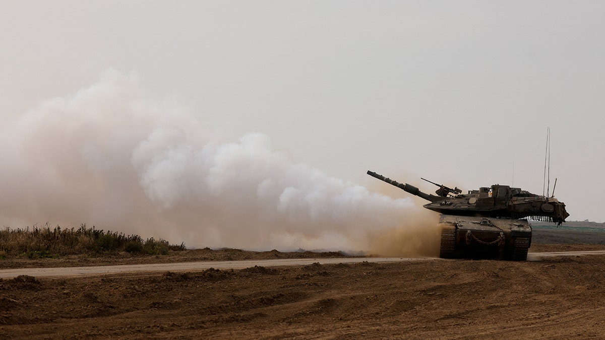An Israeli tank pictured in southern Israel