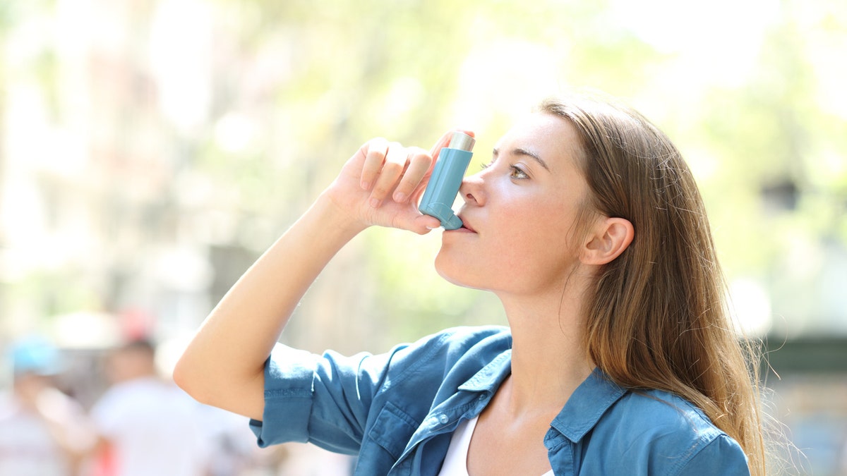 Girl with inhaler