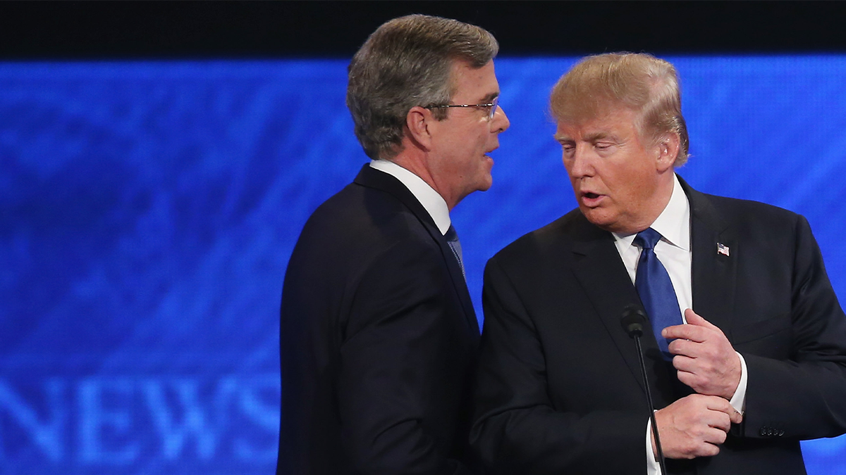 Trump and Jeb Bush on debate stage