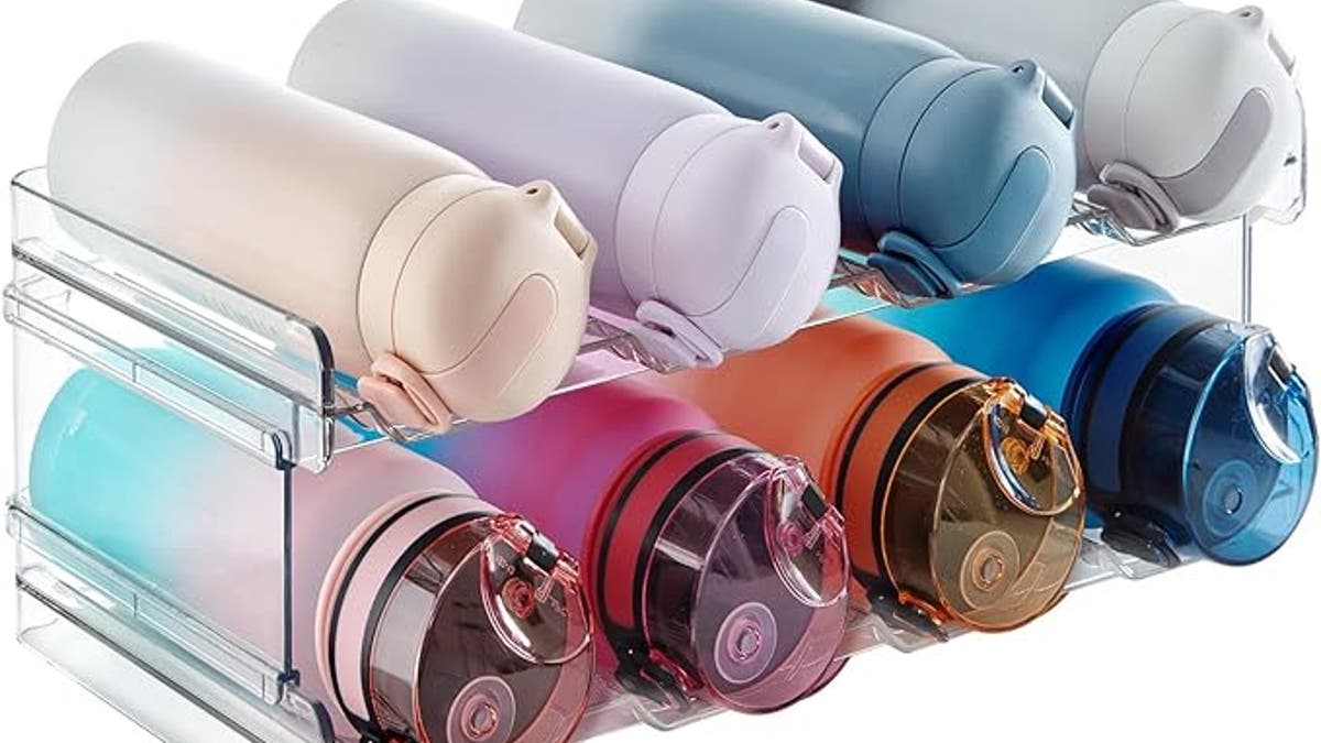 Grasp control of water bottles in your kitchen with this organizer.