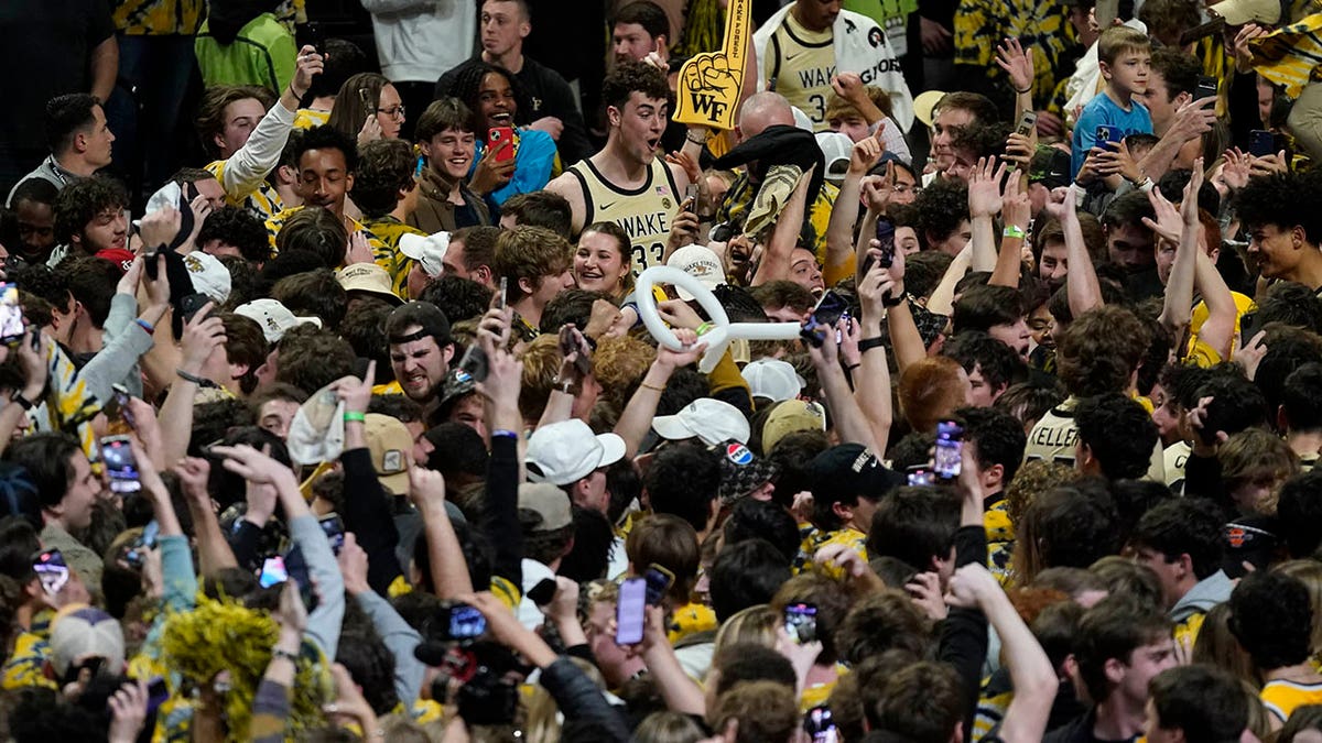 Wake Forest fans on court