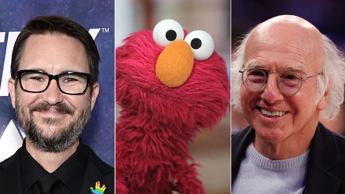 A spilt of Wil Wheaton, Elmo and Larry David