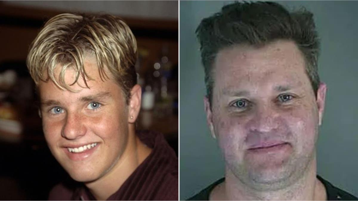 A split of Zachary Ty Bryan as a teen and in a 2020 booking photo