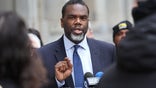 CHICAGO, ILLINOIS - JANUARY 24: Chicago mayoral candidate and Cook County commissioner Brandon Johnson speaks during a press conference outside of City Hall to explain his proposed agenda if elected mayor on January 24, 2023 in Chicago, Illinois. The Chicago mayoral election will be held on February 28. (Photo by Scott Olson/Getty Images)