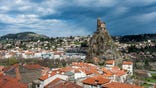 Chapel of Saint-Michel d'Aiguilhe, remarkable monument erected on a rocky peak. Located on the route called Via Podiensis, on the Way of St James, starting at Le Puy.