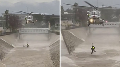 Los Angeles Fire Department uses helicopter to rescue man, dog from Los Angeles River