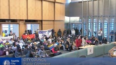 Seattle City Council meeting disrupted by protesters banging on windows, 6 arrested