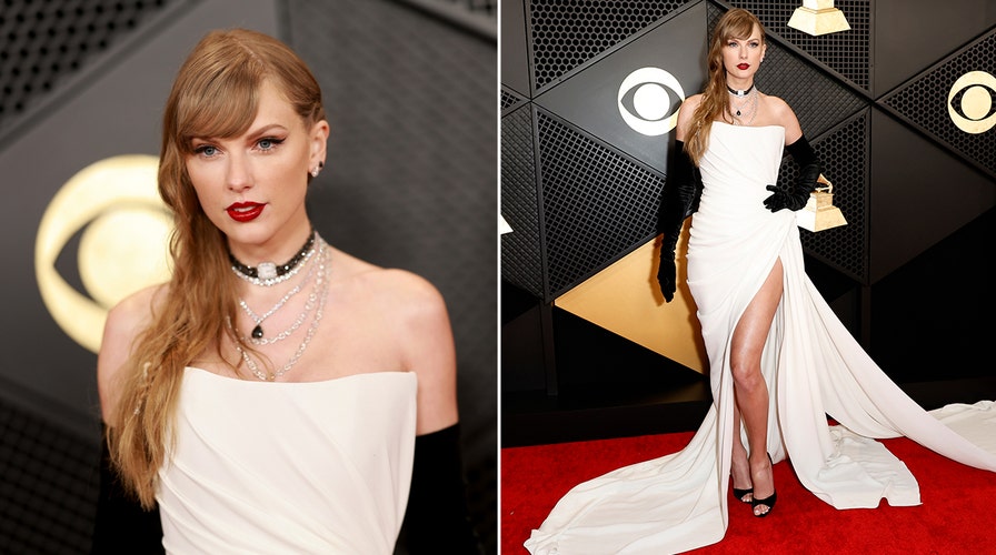 Taylor Swift walks the red carpet at the 2024 Grammy Awards
