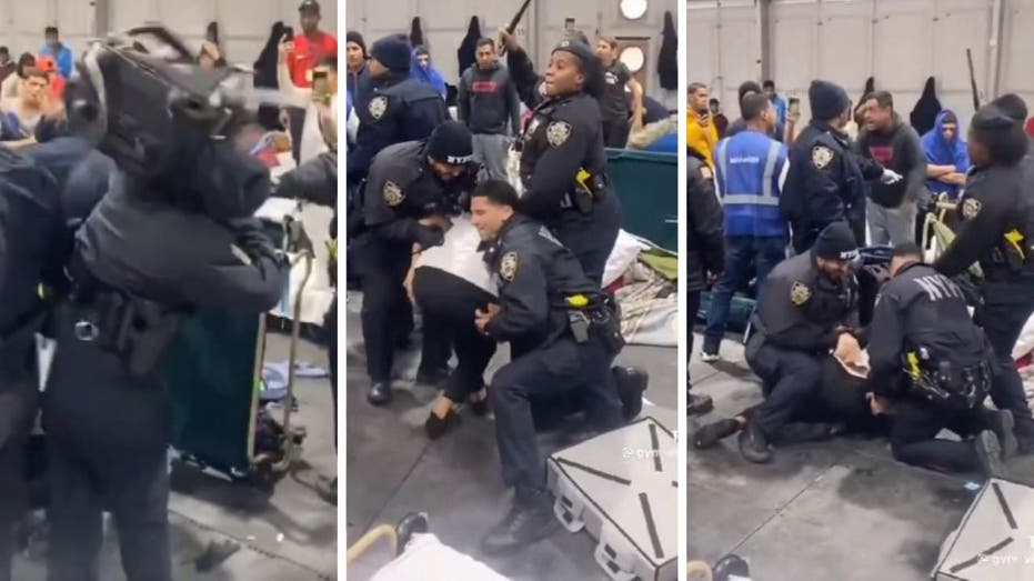 Migrants hurl bottles, backpacks at NYPD during shelter fracas