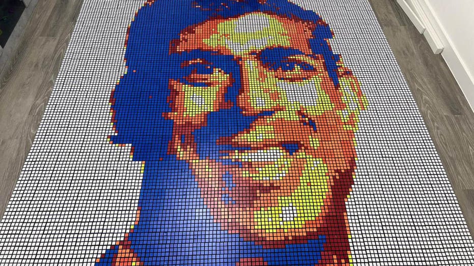 Boy, 11, makes portrait of world leader from 1,764 Rubik’s Cubes, sets sights on breaking world record