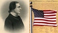 George Taylor was born in Ireland, arrived in America an indentured servant and signed the Declaration of Independence; with US flag and Declaration composite.