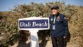 U.S. veteran Andrew Negra poses for a photo after the commemoration organized by the Best Defense Foundation at Utah Beach near Sainte-Marie-du-Mont, Normandy, France, Sunday, June 4, 2023, ahead of the D-Day Anniversary. French President Emmanuel Macron on Wednesday March 6, 2024 called on the public to collect photos, films, personal journals and testimony from witnesses to liberation at the end of World War Two, as the country prepares to mark the 80th anniversary of the Normandy landings which heralded the beginning of the end for Nazi Germany.