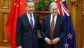 China's Minister of Foreign Affairs Wang Yi, left, meets his New Zealand counterpart Winston Peters, in Wellington, New Zealand, Monday, March 18, 2024.
