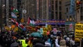 NEW YORK, NEW YORK - MARCH 28: Demonstrators rally before President Joe Biden's fundraiser on March 28, 2024 at Radio City Music Hall in New York City. Biden will be joined by former presidents Bill Clinton and Barack Obama at the event. (Photo by Alex Kent/Getty Images)
