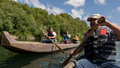 Yurok tribal members lead a redwood canoe tour on the lower Klamath River on Tuesday, June 8, 2021, in Klamath, Calif. As the salmon of the Klamath have dwindled the Yurok tribe has turned to alternative revenue like eco tourism and canoe tours in an effort to support their people. The Yurok Tribe, which lost 90 percent of its ancestral land during the Gold Rush in the mid-19th century, is getting back a slice of its territory under an agreement signed Tuesday, March 19, 2024, with California and the National Park Service.