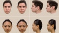 Computer-generated images of the distortions of a male face (top) and female face (bottom), as perceived by the patient in the study.