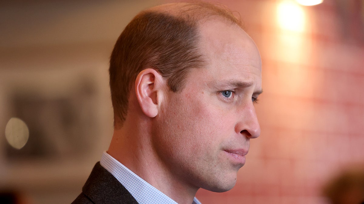 A side profile of Prince William looking serious