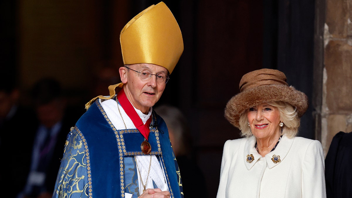 Queen Camilla attends the Royal Maundy Service at Worcester Cathedral