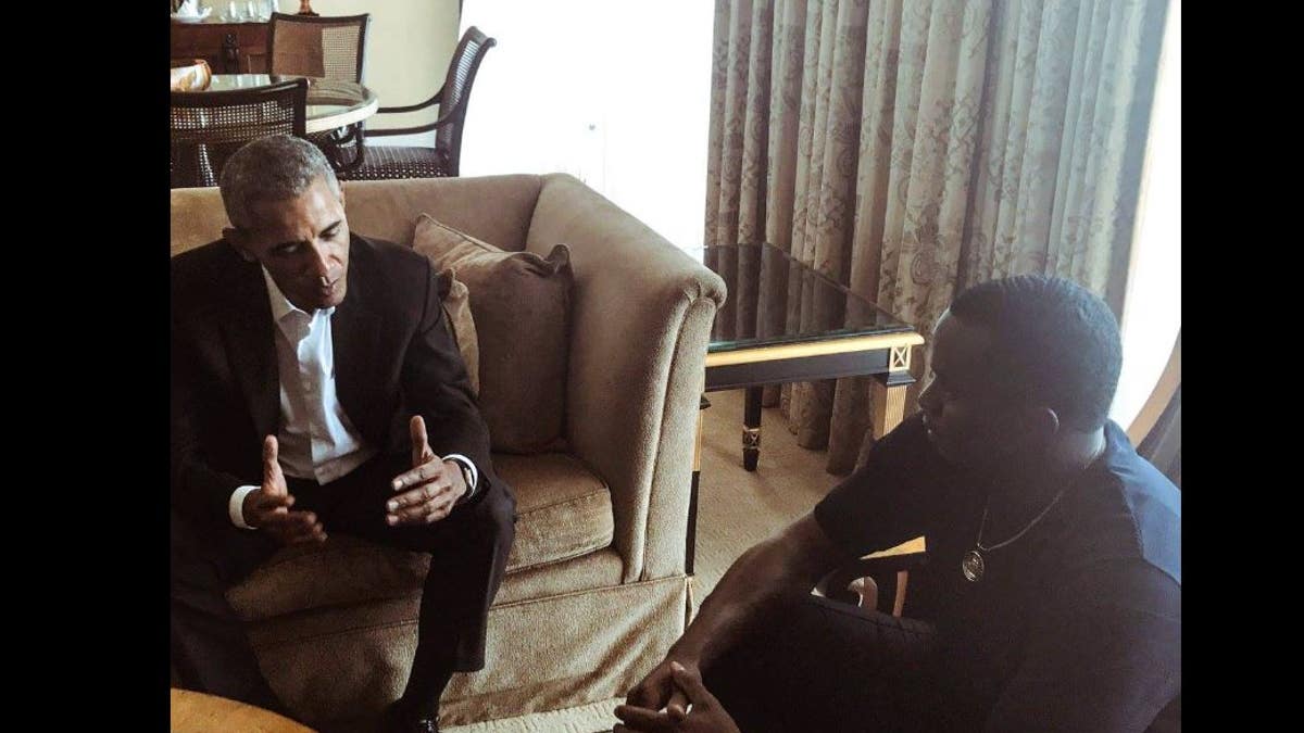 Barack Obama with Sean "Diddy" Combs in 2017