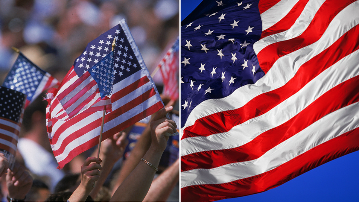 American flag split image