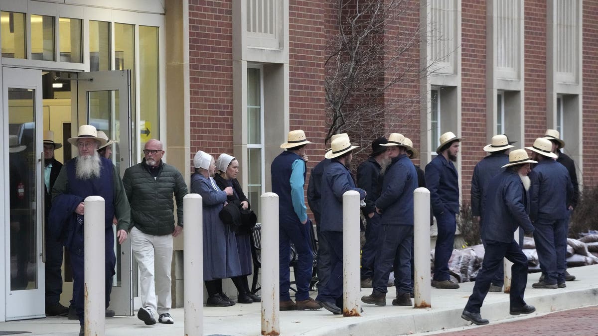 Amish men line up outside courthouse in Pennsylvania