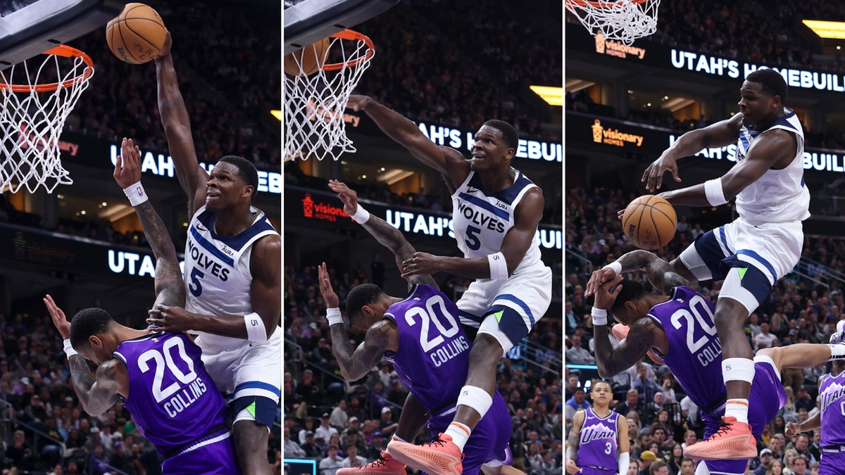 T'Wolves' Anthony Edwards throws down ridiculous slam dunk over Jazz player | Fox News