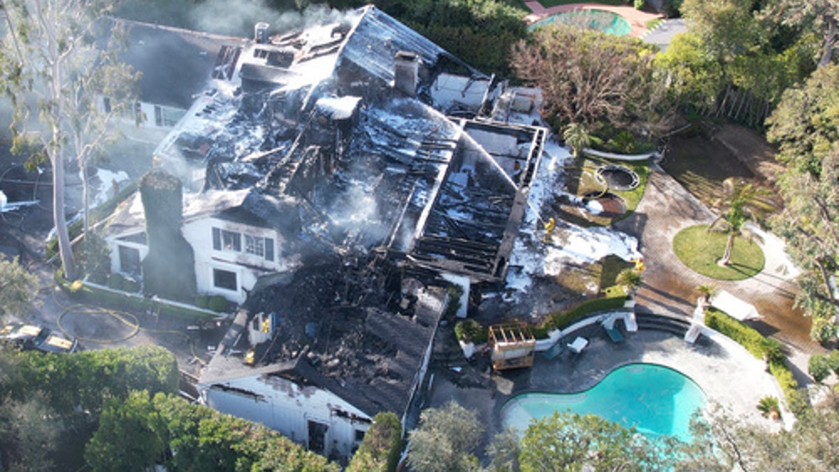 A photo of Cara Delevingne's home after fire