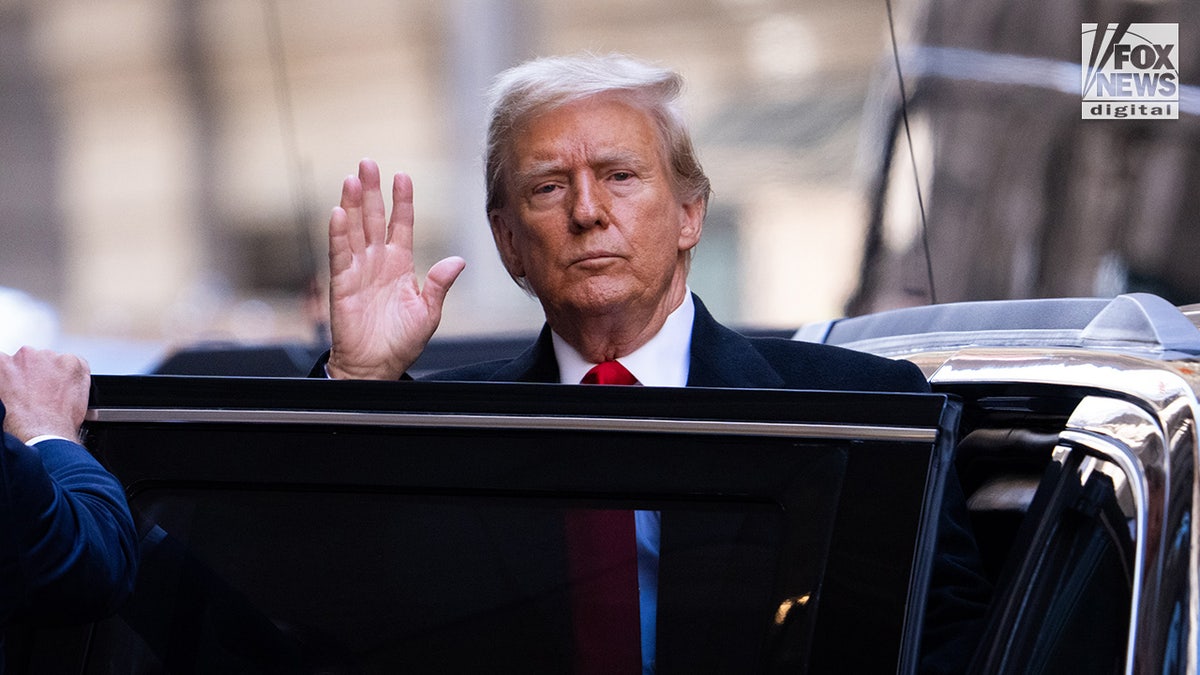 Former president Donald Trump departs The Trump Building, located at 40 Wall Street, in Manhattan