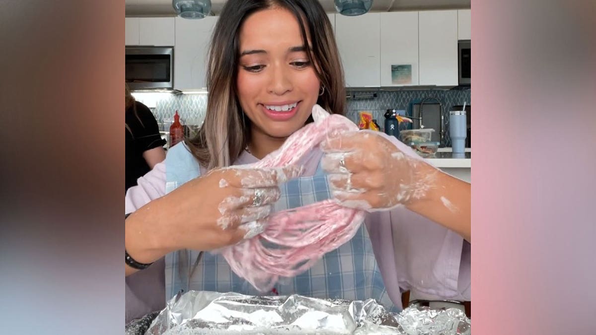 Woman making dragon's beard candy