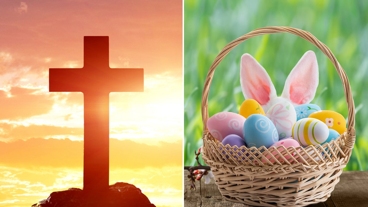 Cross and Easter basket