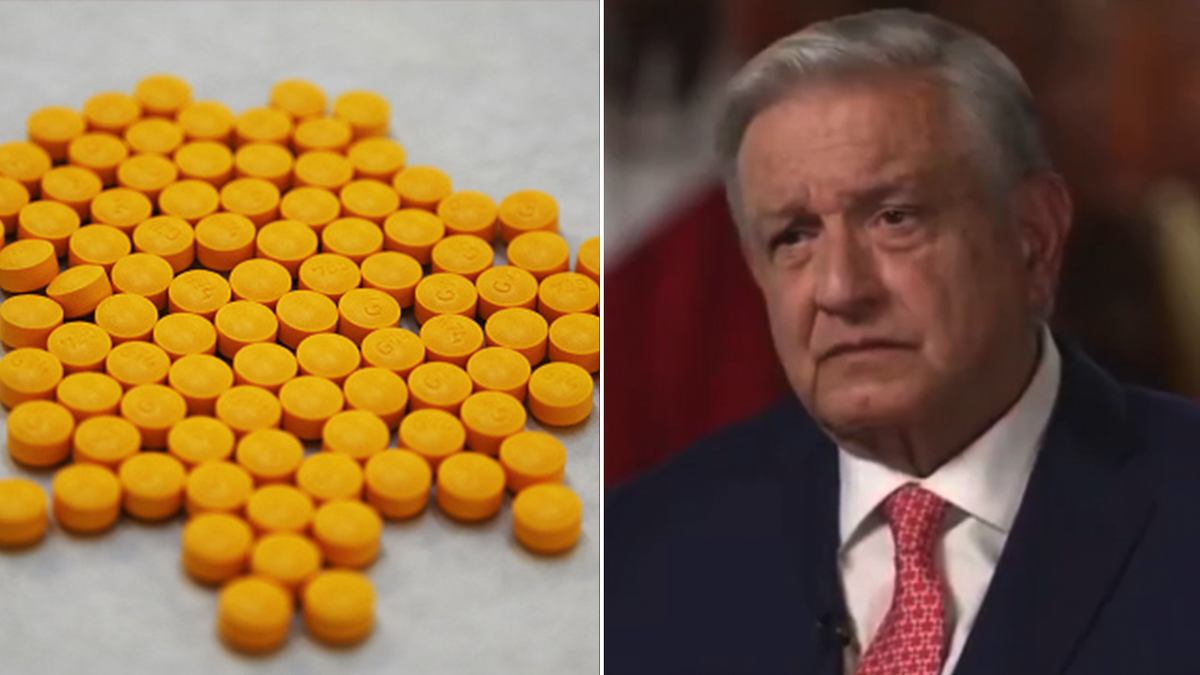 side by side of fentanyl, Mexican President Andrés Manuel Lopez Obrador